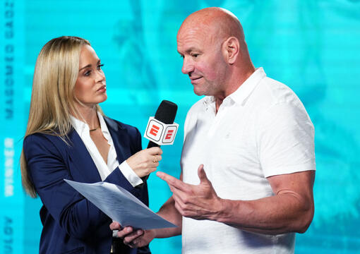 UFC CEO Dana White announces the contract winners during Dana White's Contender Series season seven, week nine at UFC APEX on October 03, 2023 in Las Vegas, Nevada. (Photo by Chris Unger/Zuffa LLC)