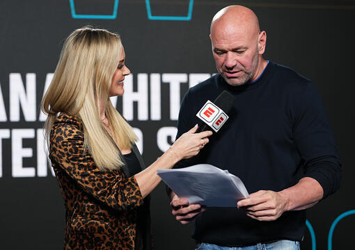 UFC CEO Dana White announces the contract winners during Dana White's Contender Series season seven, week ten at UFC APEX on October 10, 2023 in Las Vegas, Nevada. (Photo by Chris Unger/Zuffa LLC)