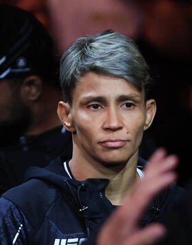  Amanda Lemos of Brazil  prepares to face Mackenzie Dern in their women's strawweight fight during UFC 298 at Honda Center on February 17, 2024 in Anaheim, California. (Photo by Sean M. Haffey/Getty Images)