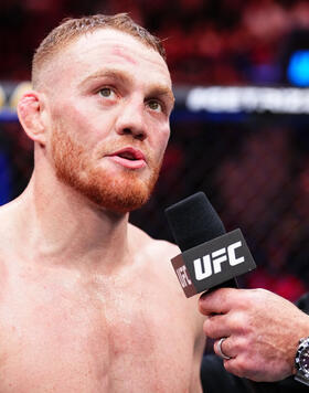 Jack Della Maddalena of Australia reacts after his TKO victory against Gilbert Burns of Brazil in a welterweight fight during the UFC 299 event at Kaseya Center on March 09, 2024 in Miami, Florida. (Photo by Chris Unger/Zuffa LLC)