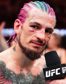 Sean O'Malley reacts after his victory against Marlon Vera of Ecuador in the UFC bantamweight championship fight during the UFC 299 event at Kaseya Center on March 09, 2024 in Miami, Florida. (Photo by Chris Unger/Zuffa LLC)