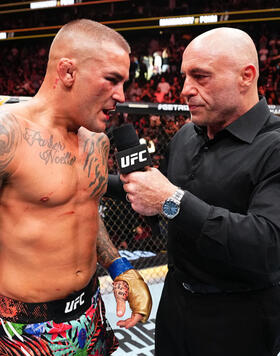 Dustin Poirier reacts after his submission loss against Islam Makhachev of Russia in the UFC lightweight championship fight during the UFC 302 event at Prudential Center on June 01, 2024 in Newark, New Jersey. (Photo by Jeff Bottari/Zuffa LLC)