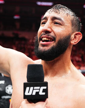 Dominick Reyes reacts after his knockout victory against Dustin Jacoby in a light heavyweight fight during the UFC Fight Night event at KFC YUM! Center on June 08, 2024 in Louisville, Kentucky. (Photo by Jeff Bottari/Zuffa LLC)