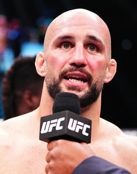 Volkan Oezdemir of Switzerland reacts after his knockout victory against Johnny Walker of Brazil in a light heavyweight fight during the UFC Fight Night event at Kingdom Arena on June 22, 2024 in Riyadh, Saudi Arabia. (Photo by Chris Unger/Zuffa LLC)