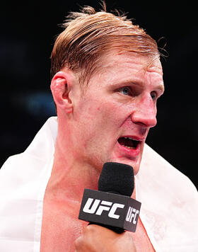 Alexander Volkov of Russia reacts after his victory against Sergei Pavlovich of Russia in a heavyweight fight during the UFC Fight Night event at Kingdom Arena on June 22, 2024 in Riyadh, Saudi Arabia. (Photo by Chris Unger/Zuffa LLC)