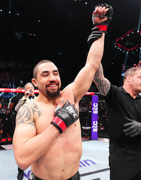 Robert Whittaker of New Zealand reacts after his victory against Ikram Aliskerov of Russia in a middleweight fight during the UFC Fight Night event at Kingdom Arena on June 22, 2024 in Riyadh, Saudi Arabia. (Photo by Chris Unger/Zuffa LLC)