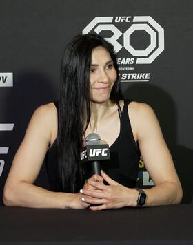 Irene Aldana at UFC 289 media day in Vancouver