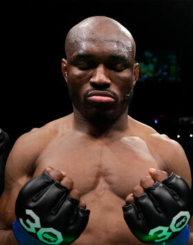 Kamaru Usman of Nigeria prepares to fight Leon Edwards of Jamaica in the UFC welterweight championship fight during the UFC 286 event at The O2 Arena on March 18, 2023 in London, England. (Photo by Jeff Bottari/Zuffa LLC)