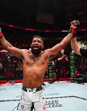 Chris Curtis reacts after his victory against Marc-Andre Barriault of Canada in a middleweight bout during the UFC 297 event at Scotiabank Arena on January 20, 2024 in Toronto, Ontario. (Photo by Jeff Bottari/Zuffa LLC via Getty Images)