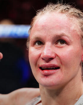  Valentina Shevchenko of Kyrgyzstan reacts after the conclusion of her UFC flyweight championship fight against Alexa Grasso of Mexico during the Noche UFC event at T-Mobile Arena on September 16, 2023 in Las Vegas, Nevada. (Photo by Chris Unger/Zuffa LLC)